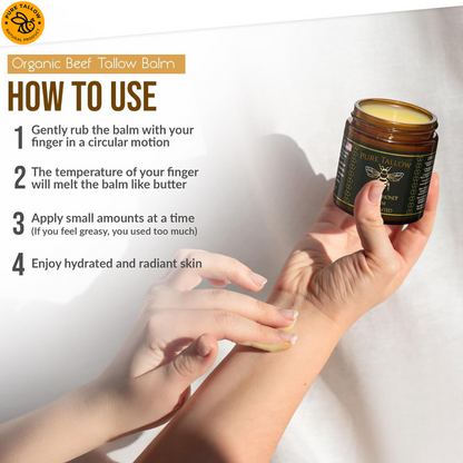 Pure Glow: Organic Grass-Fed Beef Tallow & Raw Honey Skin Balm
