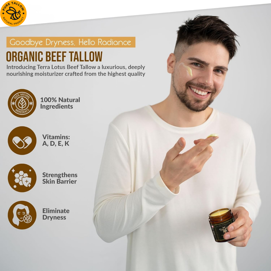 Pure Glow: Organic Grass-Fed Beef Tallow & Raw Honey Skin Balm