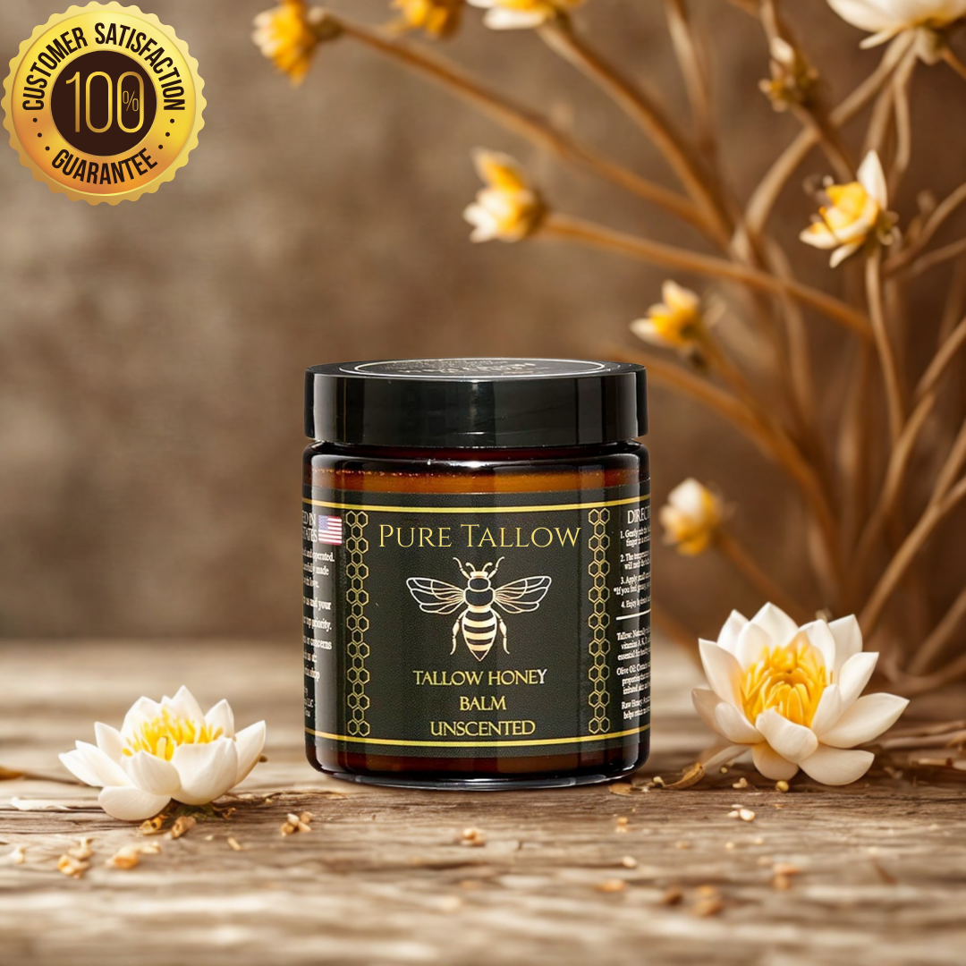 Pure Glow: Organic Grass-Fed Beef Tallow & Raw Honey Skin Balm